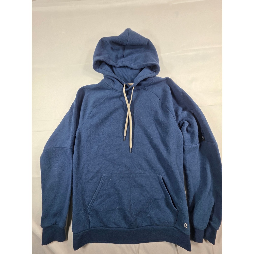 Right of Way Mens Blue Fleece Raglan Hoodie Small Zip Sleeve Pocket Sweatshirt